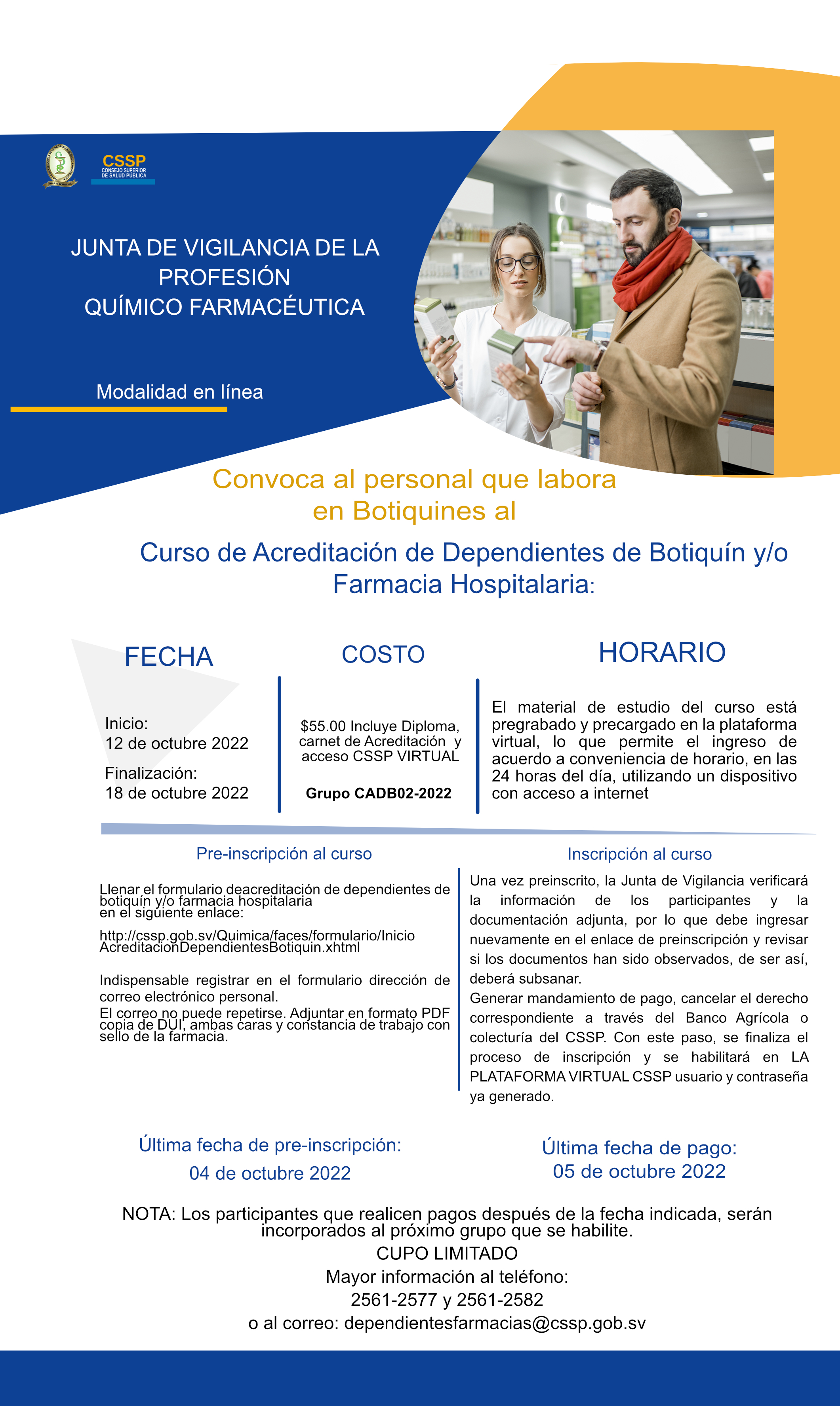 CURSO DE ACREDITACIÓN DE DEPENDIENTES DE BOTIQUÍN Y FARMACIA HOSPITALARIA